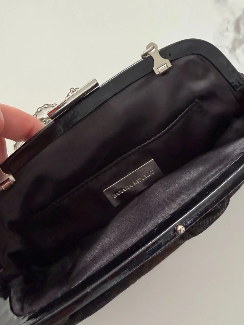 Banana Republic Black Clutch Evening Bag Ruched Textured Formal Purse